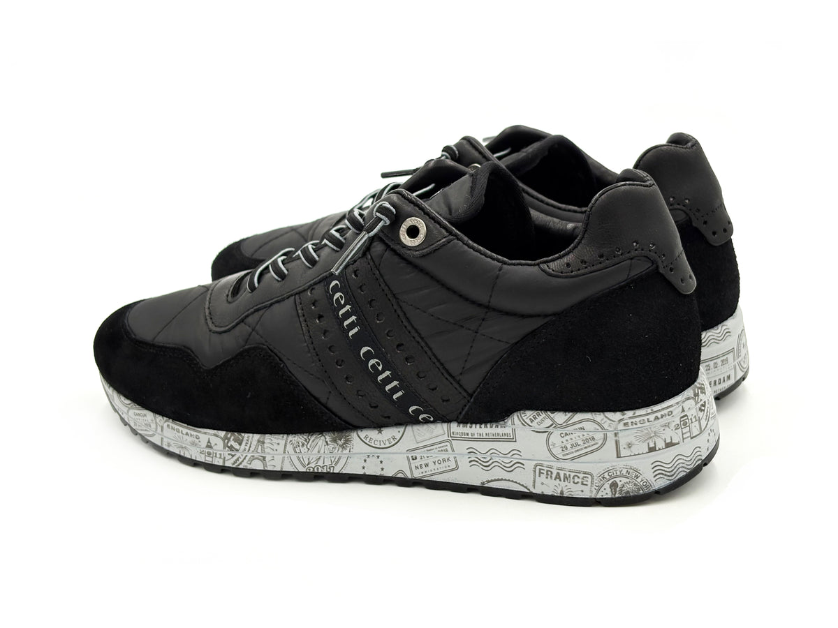 CETTI C-1308 Sneakers Ante Negro cordón elástico Hombre