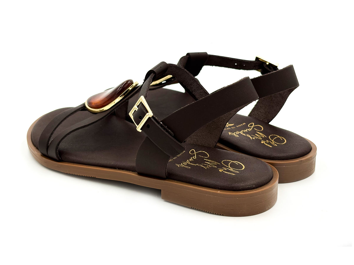 OH MY SANDALS 5854 Sandalia Piel Ad. Aplique marrón Mujer
