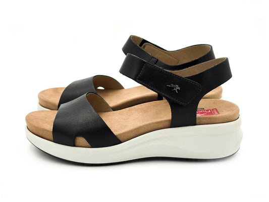 Fluchos F1475 Sandalia Yagon Piel Tibet Negro Velcro Mujer