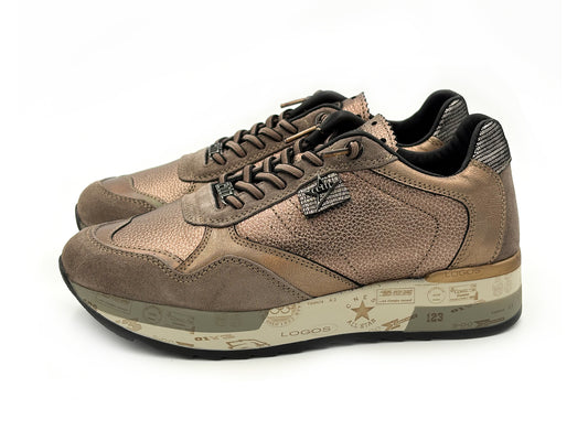 CETTI C-848 SRA XL Ante-Metal Acero Sneakers cordón elástico Mujer