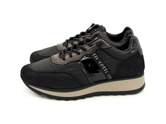 CETTI C-849 Sneakers Metal Mesh Negro cordón elástico Mujer