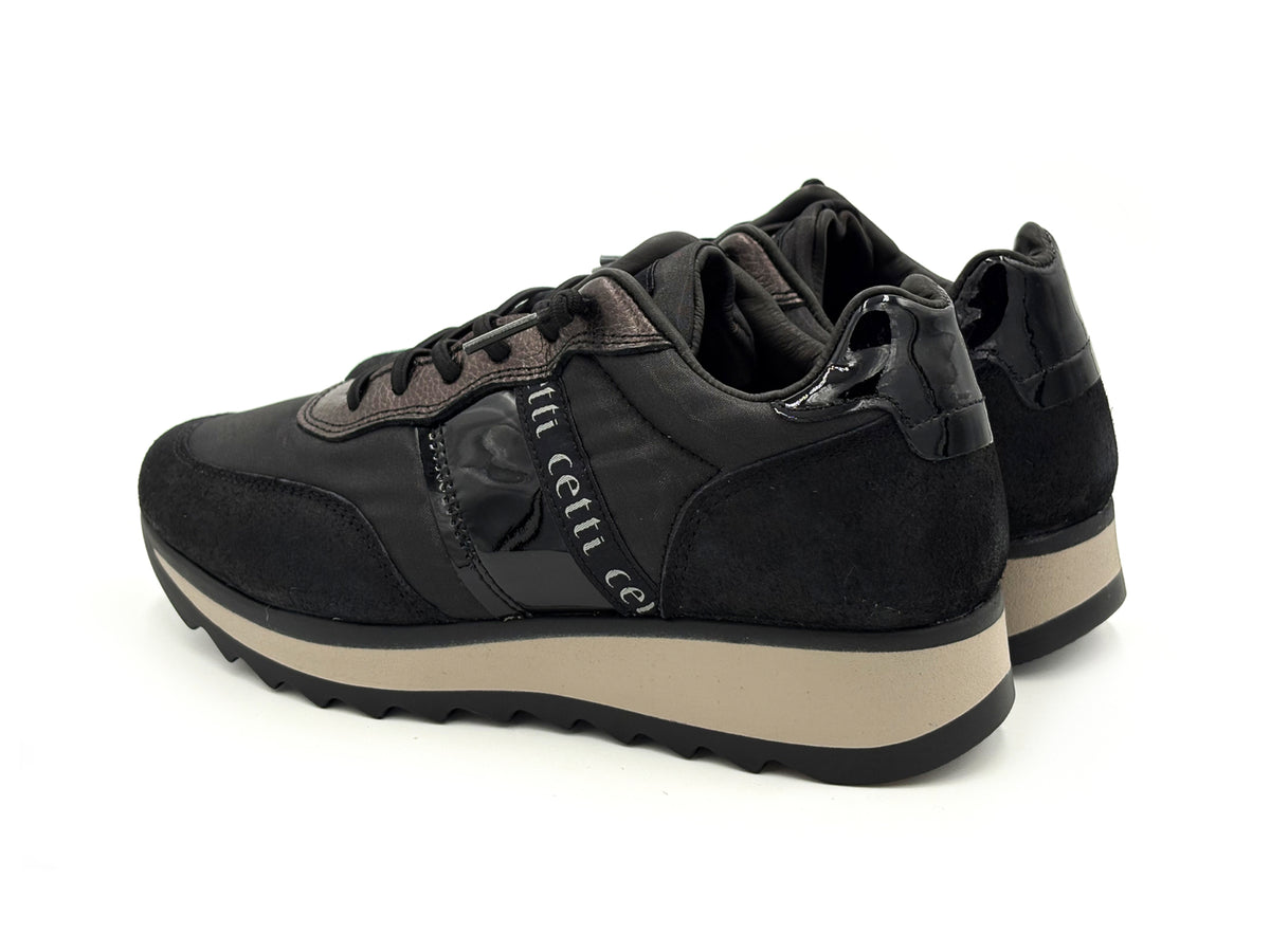 CETTI C-849 Sneakers Metal Mesh Negro cordón elástico Mujer