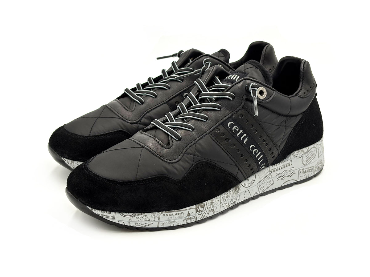 CETTI C-1308 Sneakers Ante Negro cordón elástico Hombre