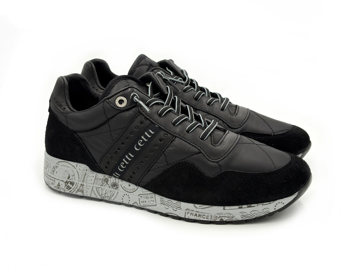 CETTI C-1308 Sneakers Ante Negro cordón elástico Hombre