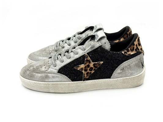 CETTI C-1400 Sneakers Saturno Glitter Silver cordón elástico Mujer