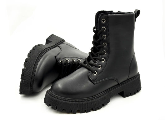 Bota Militar cordon/cremallera Negro Étika Mod 11049 Mujer