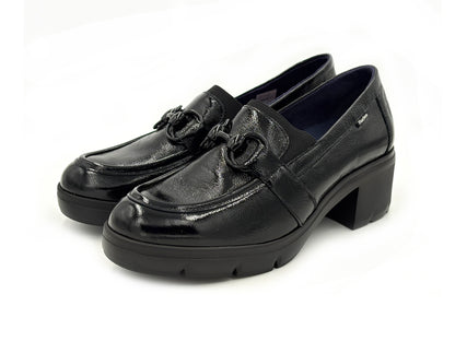 FLUCHOS F2111 Fugaz Mocasin Piel Charol Negro tacón 5 Mujer