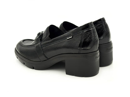 FLUCHOS F2111 Fugaz Mocasin Piel Charol Negro tacón 5 Mujer