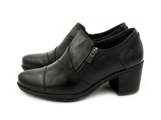 Zapato tacón Fluchos F1802 Nydia Piel Negro Cremallera Mujer