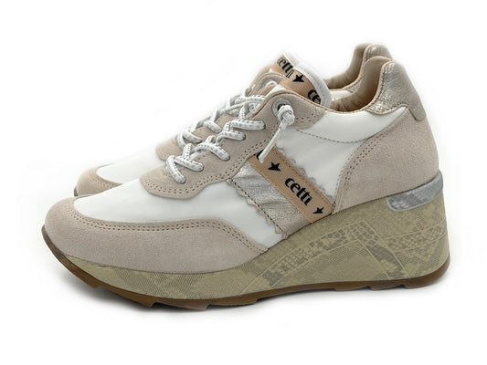 Cetti C-1149 Sra Ante_Mesh Sneakers Cuña 6 Blanco Mujer
