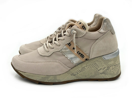 Cetti C-1149 Sra Ante_Caliza Sneakers Cuña 6 Blanco Mujer