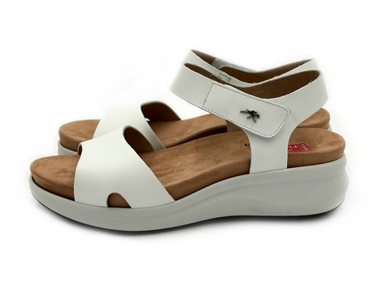 Fluchos F1475 Sandalia Yagon Piel Tibet Blanco Velcro Mujer