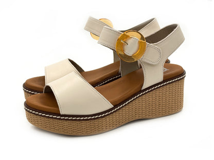 DORKING by FLUCHOS D9450-CA Sandalia piel Beig Cuña Mujer