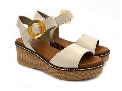 DORKING by FLUCHOS D9450-CA Sandalia piel Beig Cuña Mujer