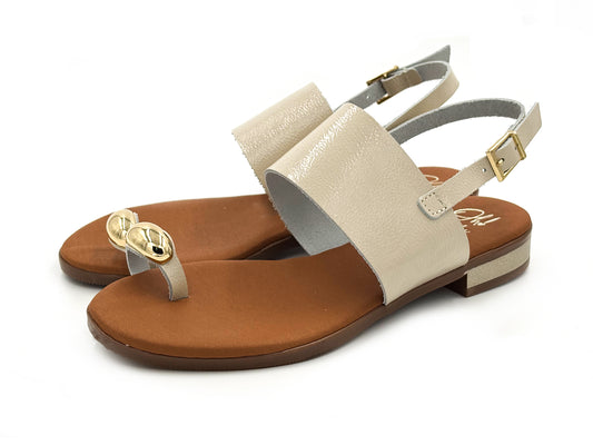 OH MY SANDALS 5862 Sandalia Esclava Piel Duna Hielo Mujer