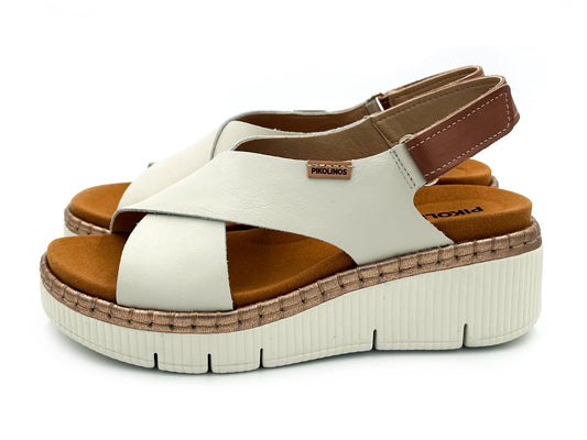PIKOLINOS WOK-0606C1 Sandalia Gomera Cuña 6 Piel Nata Mujer