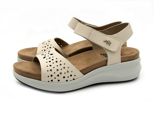 FLUCHOS F2425 Yagon Sandalia Piel Beig Cuña ajustable Mujer