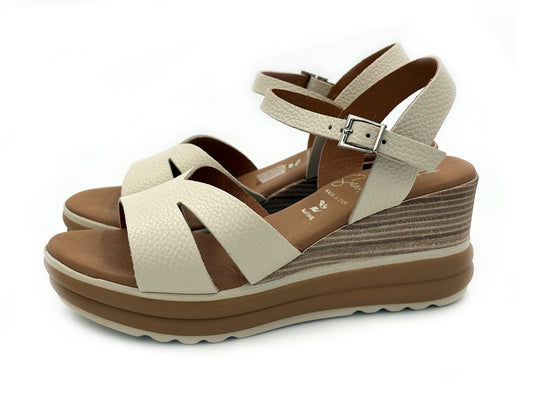 OH MY SANDALS 5991 Sandalia Cuña Piel Hielo Hebilla Mujer