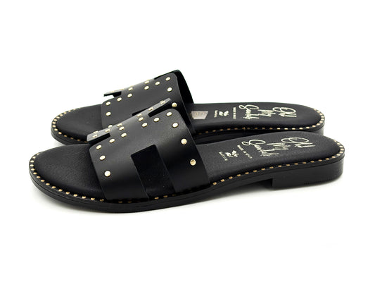 OH MY SANDALS 5840 Zueco Piel Tachas Negro Mujer