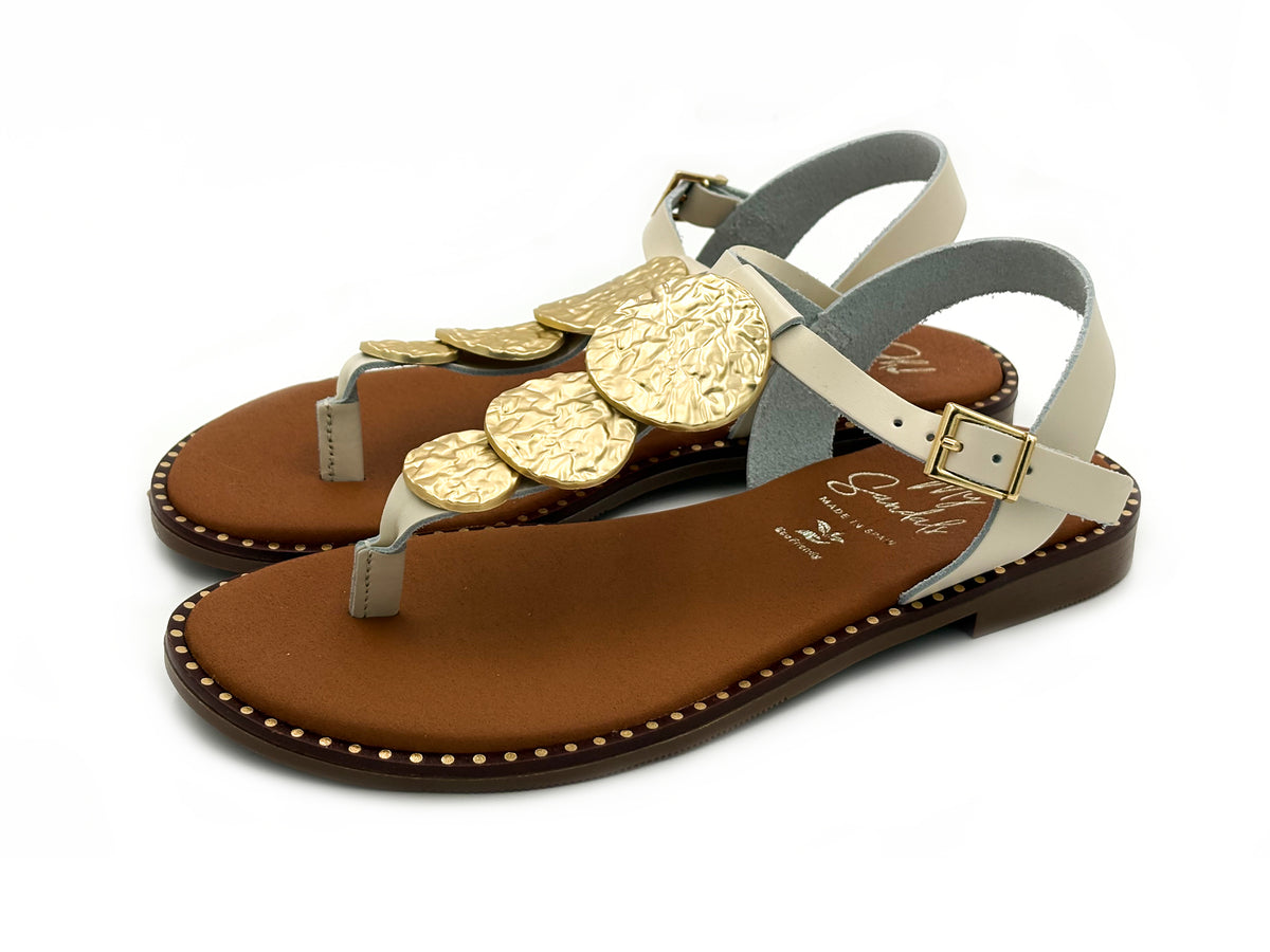 OH MY SANDALS Sandalia Esclava Monedas Piel Hielo Mujer