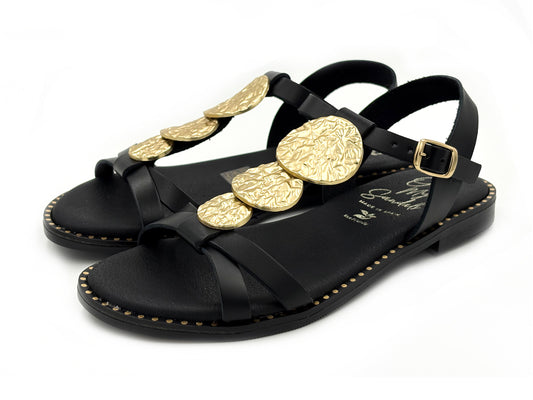 OH MY SANDALS 5849 Sandalia Monedas Piel Negro Mujer