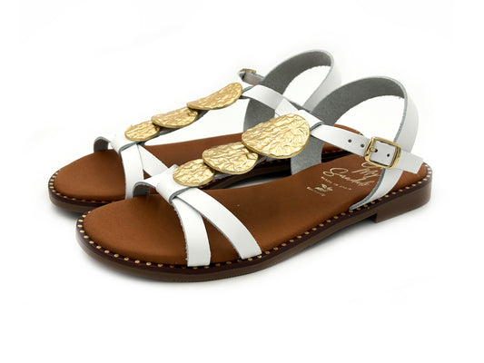 OH MY SANDALS Sandalia Monedas Piel Blanco Mujer