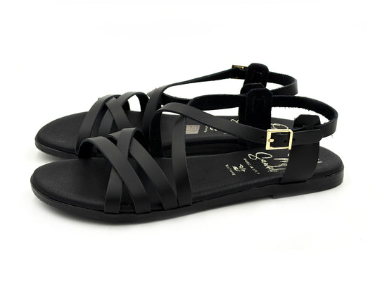OH MY SANDALS 5806 Sandalia tiras piel Negro Hebilla Mujer
