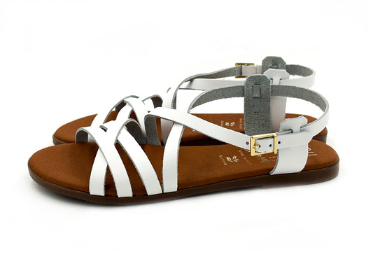 OH MY SANDALS 5806 Sandalia tiras piel Blanco Hebilla Mujer