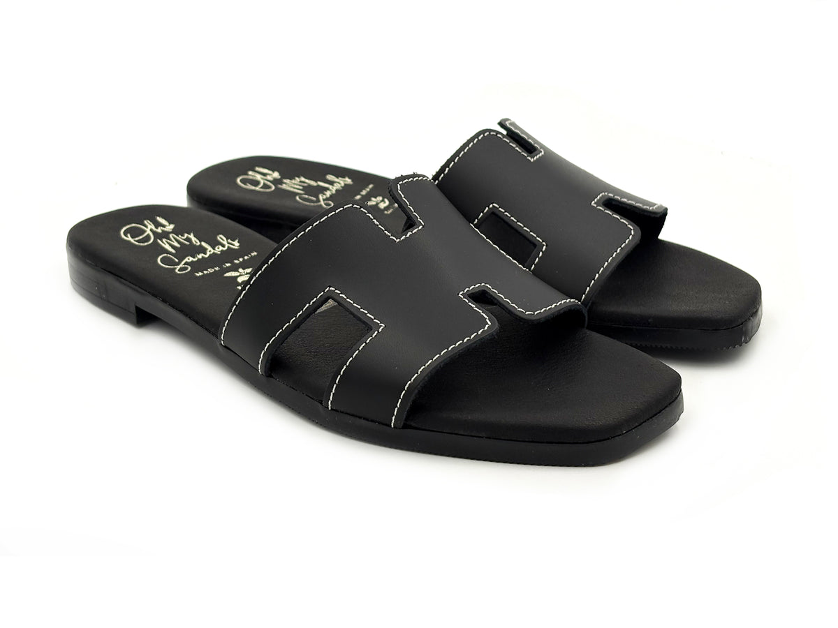 OH MY SANDALS 5810 Zueco Piel Negro Mujer