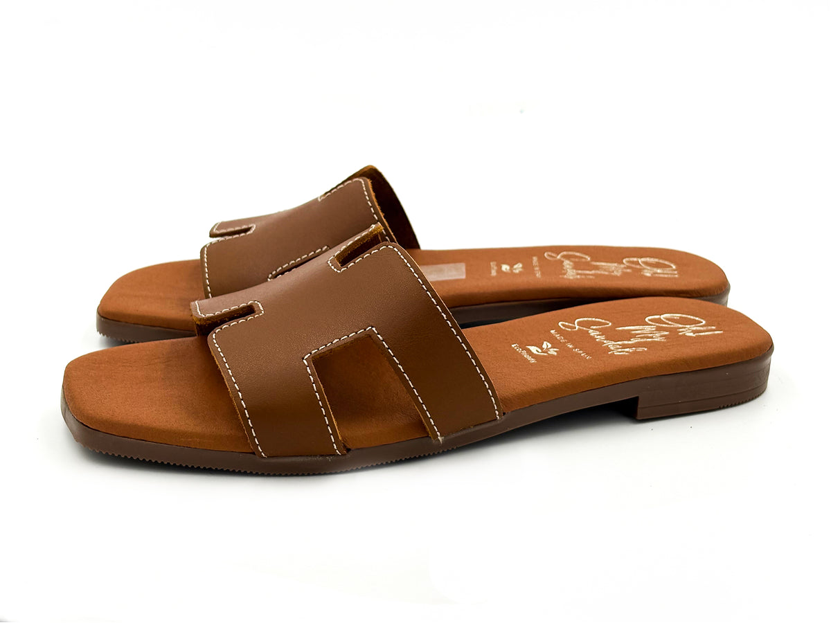OH MY SANDALS 5810 Zueco Piel Roble Mujer