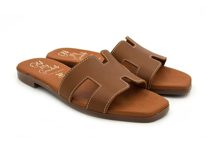 OH MY SANDALS 5810 Zueco Piel Roble Mujer