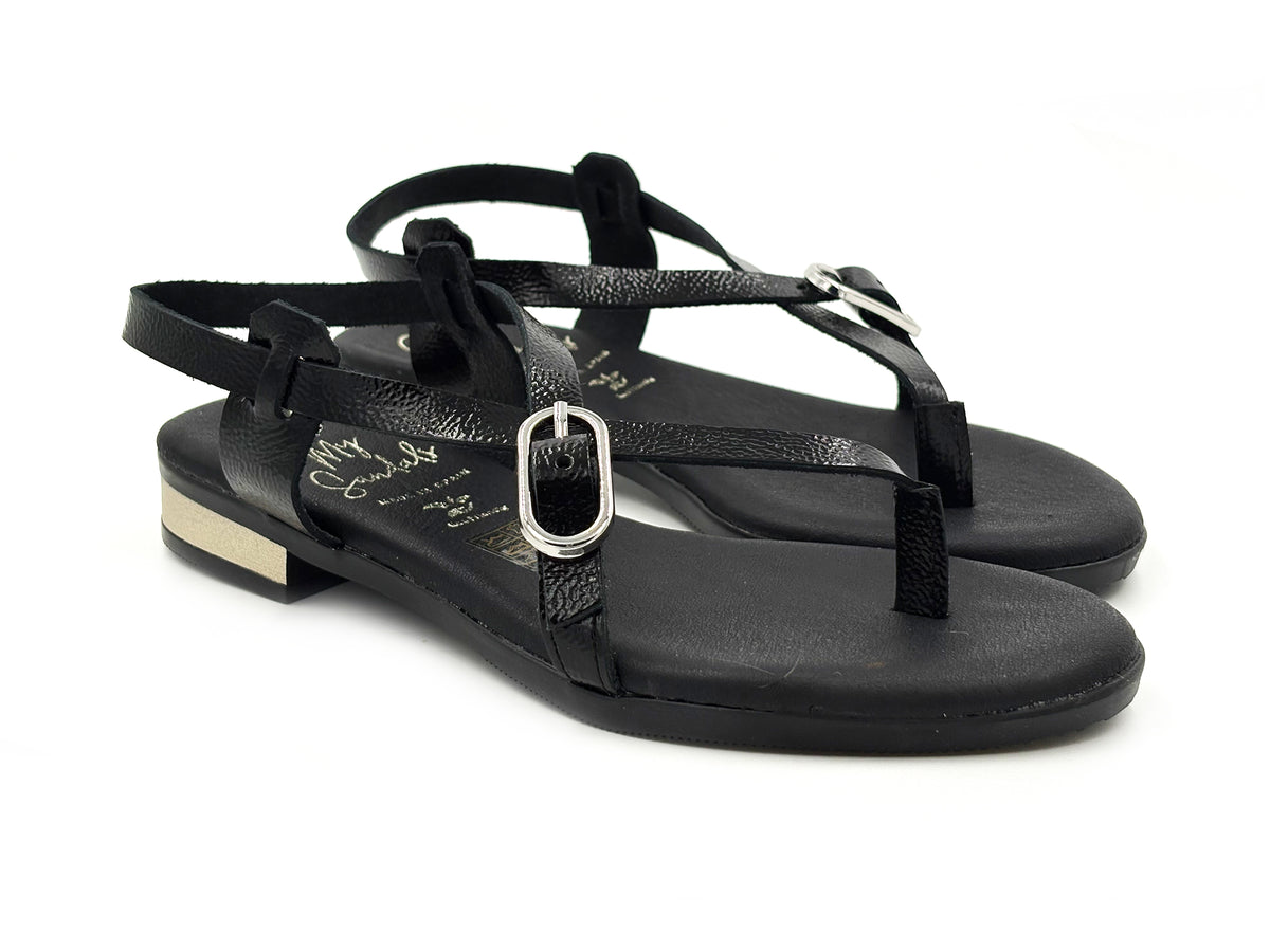OH MY SANDALS 5865 Sandalia esclava Charol Negro Hebilla Mujr
