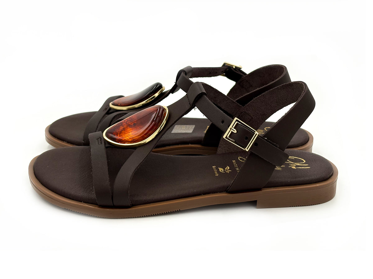 OH MY SANDALS 5854 Sandalia Piel Ad. Aplique marrón Mujer