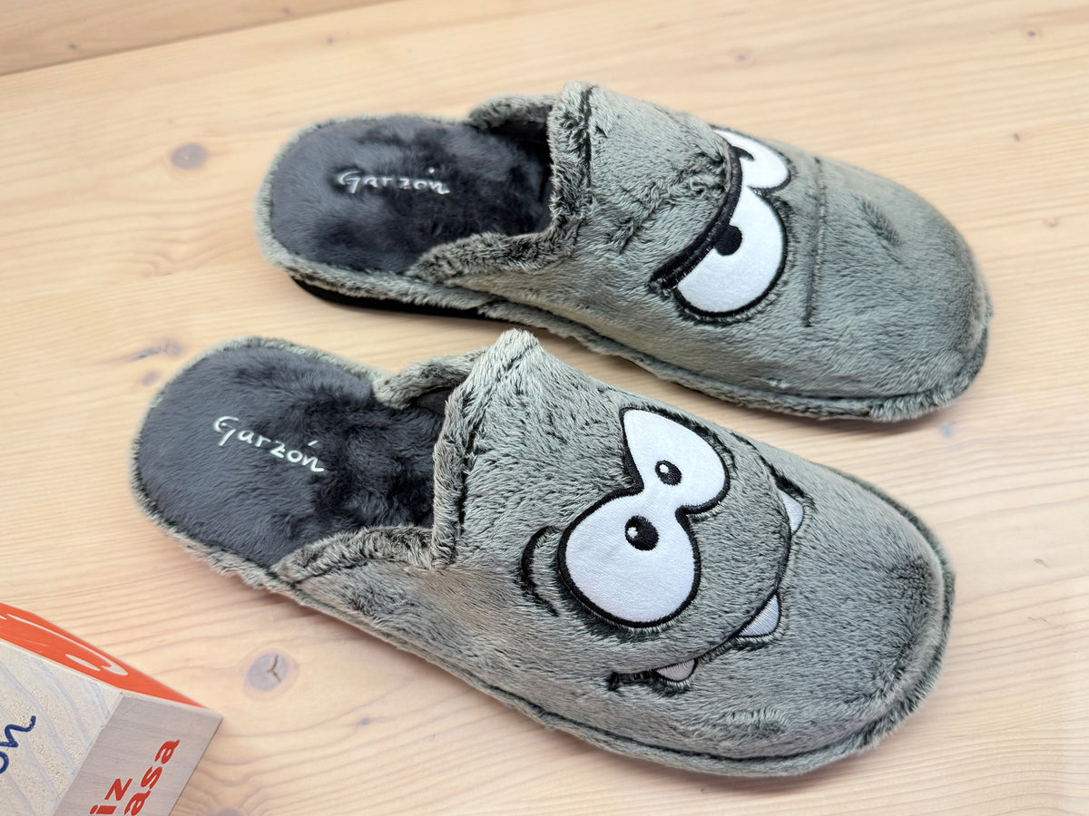 GARZÓN P355.276 Zapatilla de casa Chancla Iceberg Negro Gris Osc Hombe