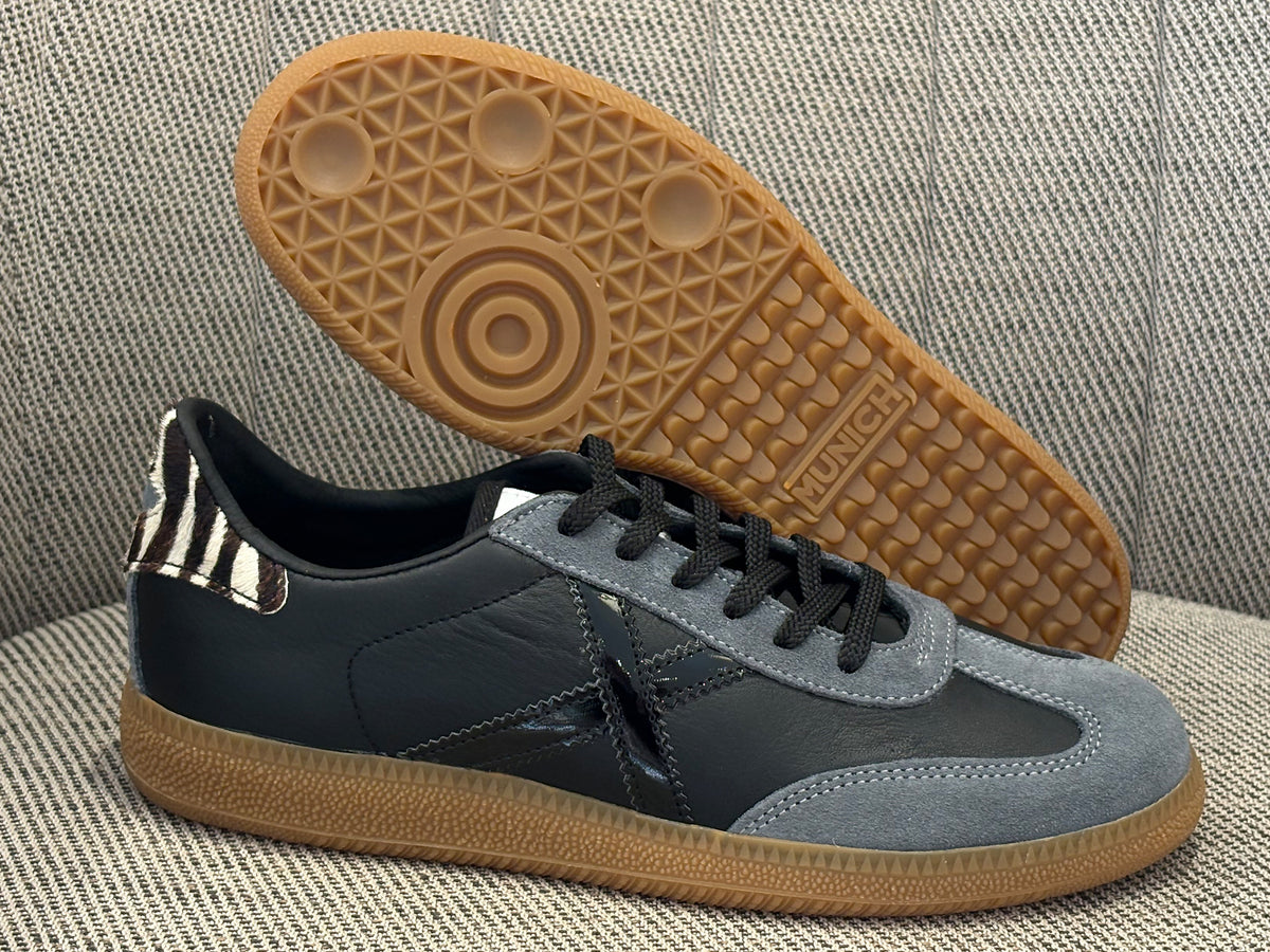 Munich 8290238 Barru 238 Sneaker Retro Piel Negro Animal Print Mujer