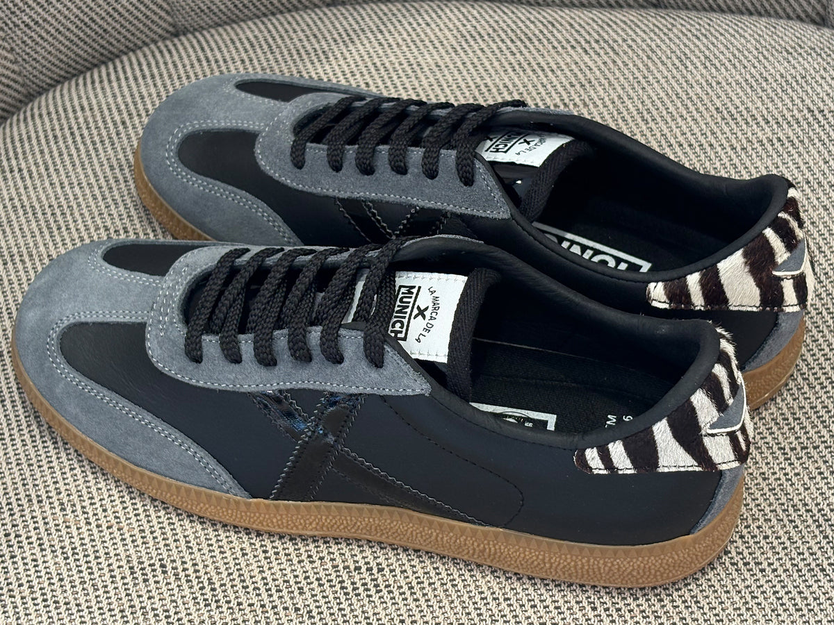 Munich 8290238 Barru 238 Sneaker Retro Piel Negro Animal Print Mujer