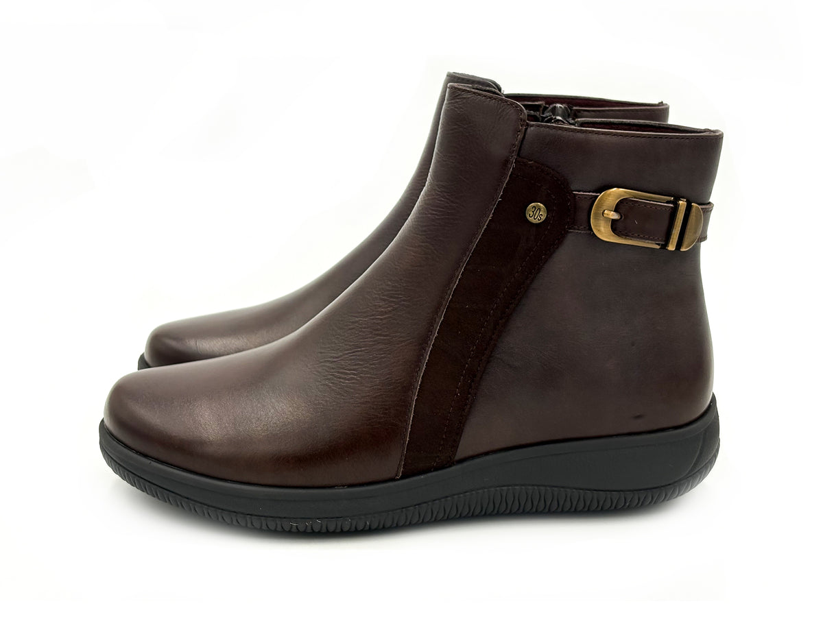 Treintas 4608 Botin Piel Castaño grabado Cremallera Mujer