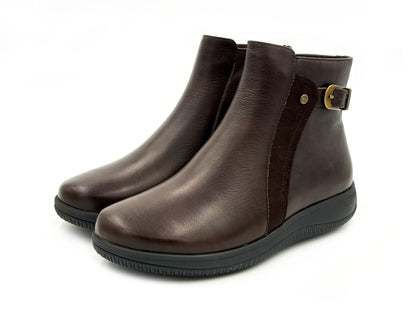 Treintas 4608 Botin Piel Castaño grabado Cremallera Mujer