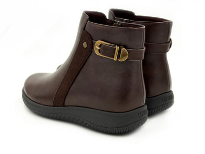 Treintas 4608 Botin Piel Castaño grabado Cremallera Mujer