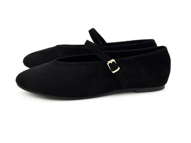 Étika 63310 Bailarina Hebilla Antelina Negro Mujer