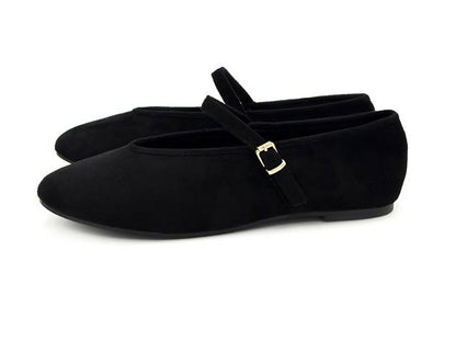Étika 63310 Bailarina Hebilla Antelina Negro Mujer