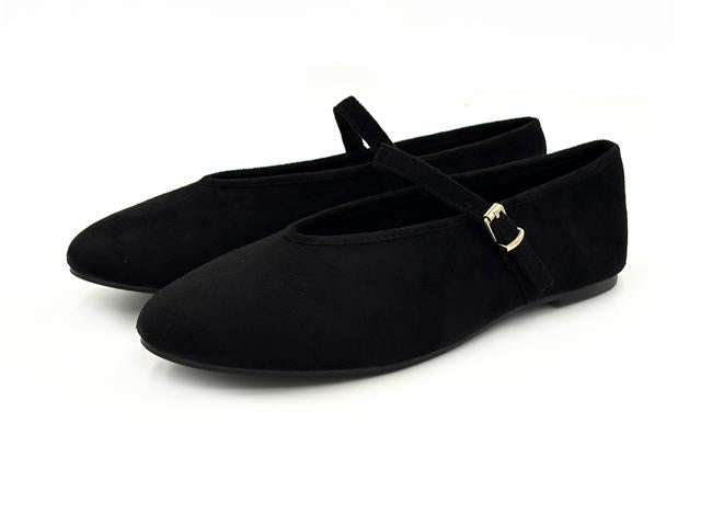 Étika 63310 Bailarina Hebilla Antelina Negro Mujer