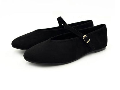 Étika 63310 Bailarina Hebilla Antelina Negro Mujer