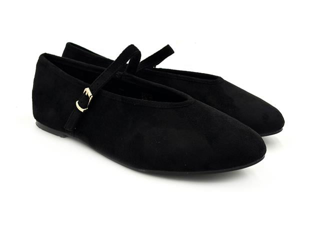 Étika 63310 Bailarina Hebilla Antelina Negro Mujer