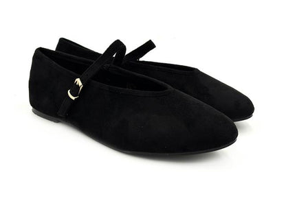 Étika 63310 Bailarina Hebilla Antelina Negro Mujer