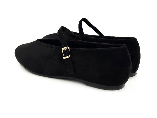 Étika 63310 Bailarina Hebilla Antelina Negro Mujer