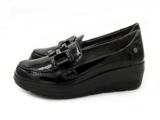 Mysoft 26M585 Mocasin Cuña 4 Charol Negro Mujer