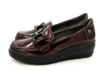 Mysoft 26M585 Mocasin Cuña 4 Charol Burdeos Mujer