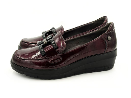 Mysoft 26M585 Mocasin Cuña 4 Charol Burdeos Mujer