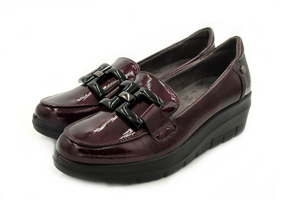 Mysoft 26M585 Mocasin Cuña 4 Charol Burdeos Mujer